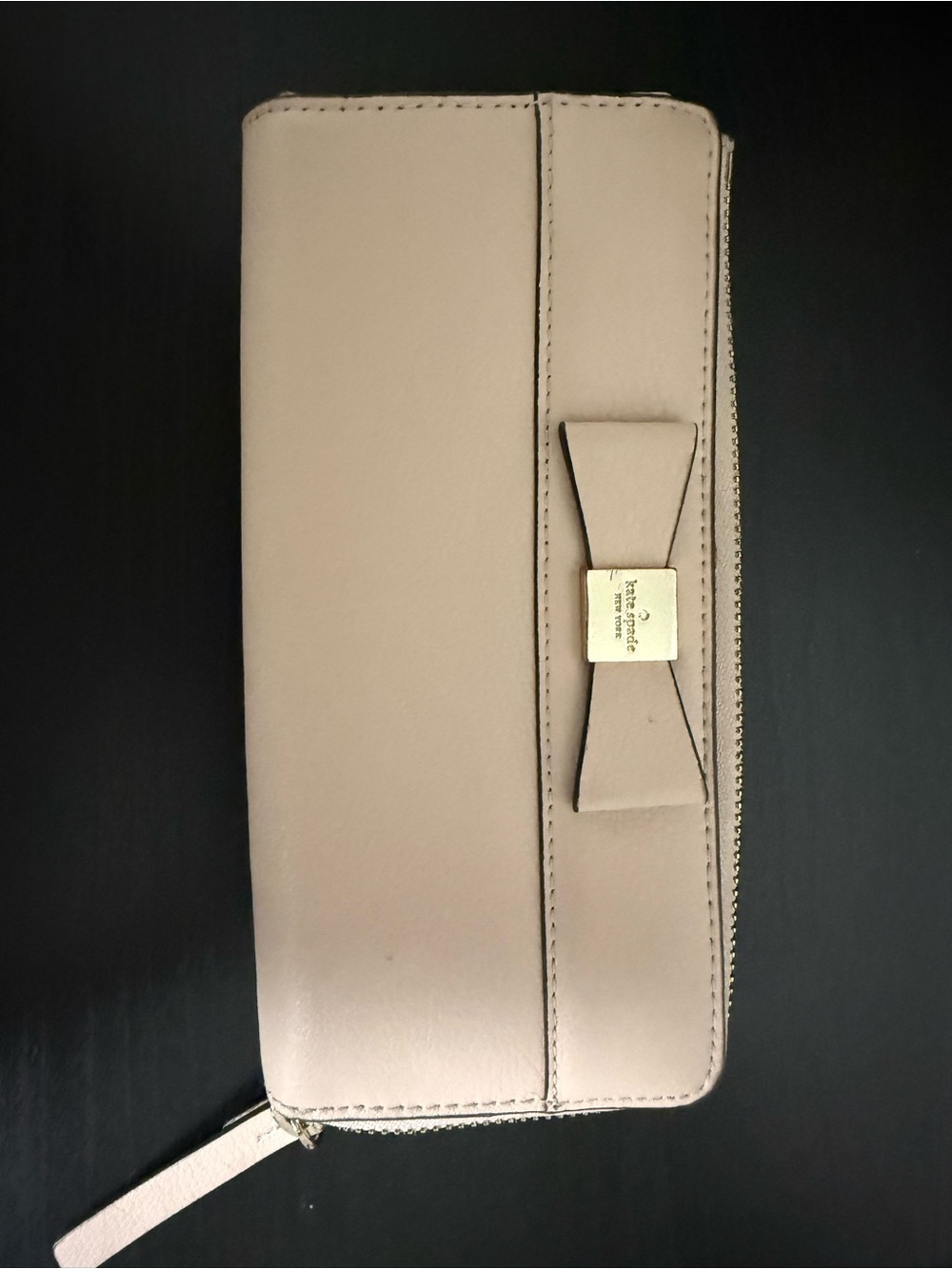 kate spade Blush Bow Zip Wallet in Light Pink